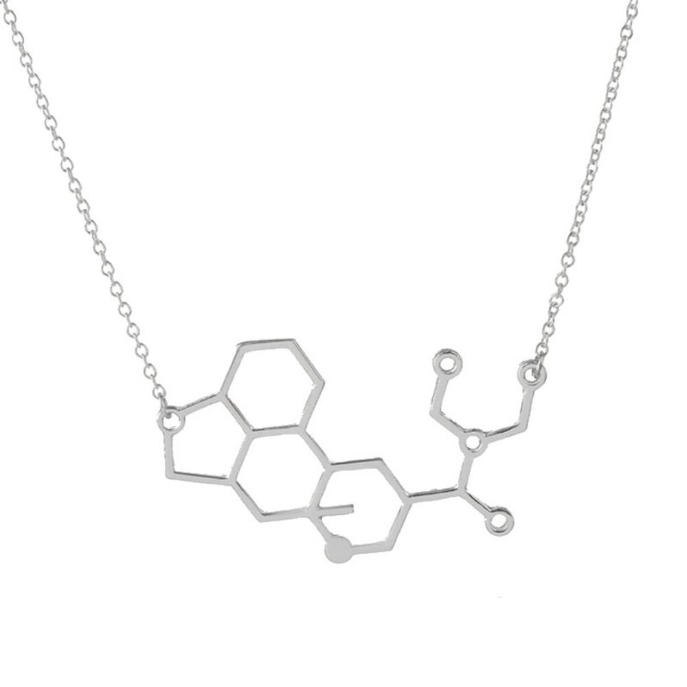 LSD Chemistry Structure Molecule Statement Silver Necklace